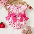 thumbnail image 2 of Zanarzt Infant Ruffle Sleeve Jumpsuit Girls Summer Romper Clothes Dress Newborn Sunsuit One Piece Jumpsuits Outfits Red,0-3 Months, 2 of 3