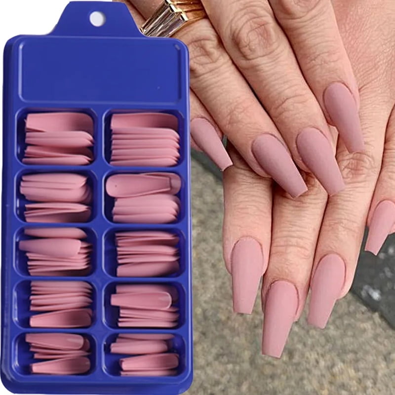 100pcs/Box Coffin False Nail Mixed Size Solid Color Matte Artificial Extension Form For Fake Nails Accessories Tips Fingernails*