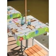 thumbnail image 2 of Outdoor Tablecloth with Umbrella Hole for Patio/Picnic/Party/Camping, Groundhog Day Waterproof Table Cloth Square Cover Washable, Colorful Ribbon Spring Vintage (54"x 54"), 2 of 8