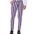 thumbnail image 2 of Mens Striped Dress Pant Lightweight Casual Trousers Slim Fit Breathable Stretchy Purple Pant, 2 of 4