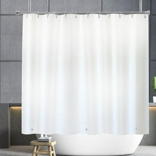 YISURE White Short Shower Curtain 60inch Small Waffle Fabric Bath ...