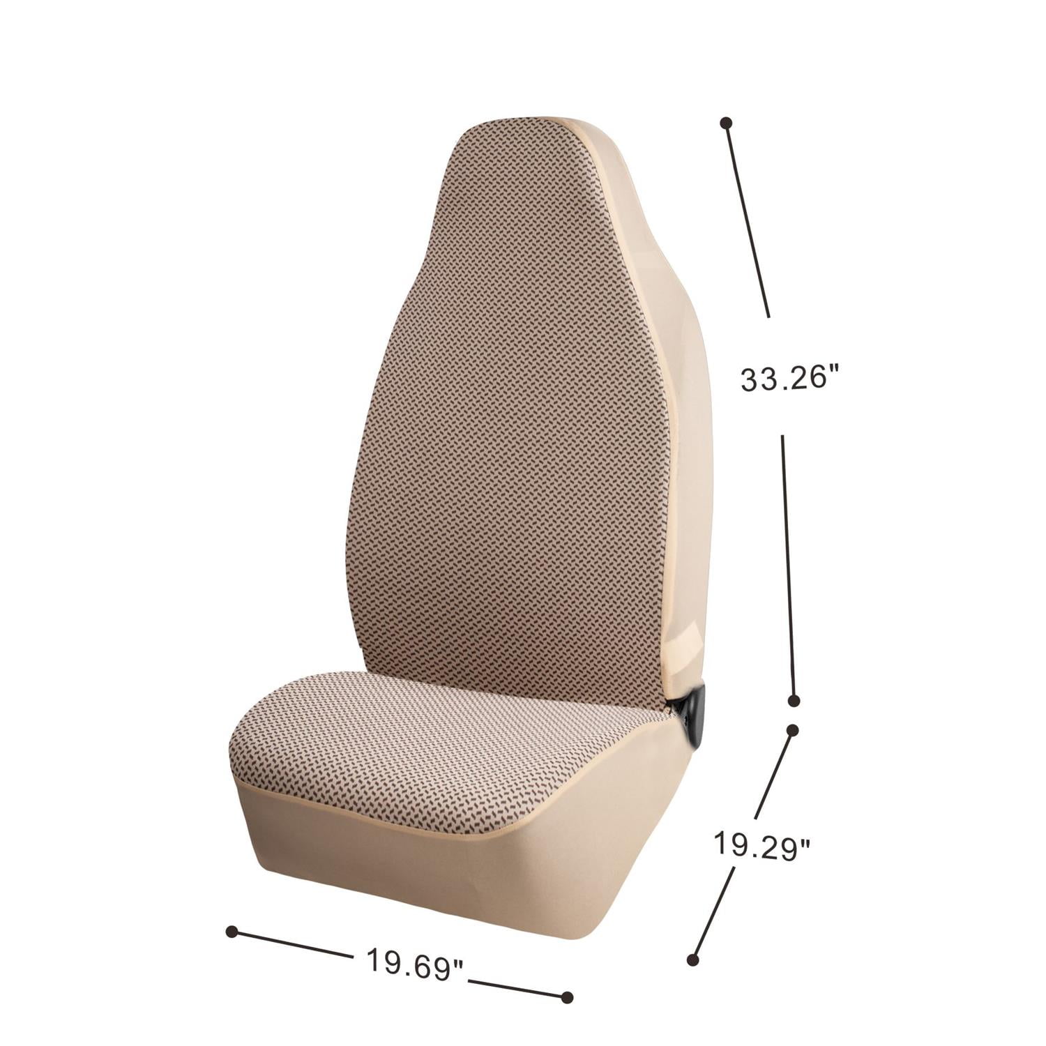 Auto Drive 2 Piece Starla High Back Seat Covers Jacquard Polyester Tan, Universal Fit, AD081703TAN