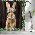 thumbnail image 2 of Easter Bunny Standard Shower Curtain Set, Waterproof Shower Curtains for Bathroom, Spring Daisy Botanical Leaves Brown Wood Washable Fabric Bath Curtain for Bathtub Decoration with Hooks 72x72 Inches, 2 of 9