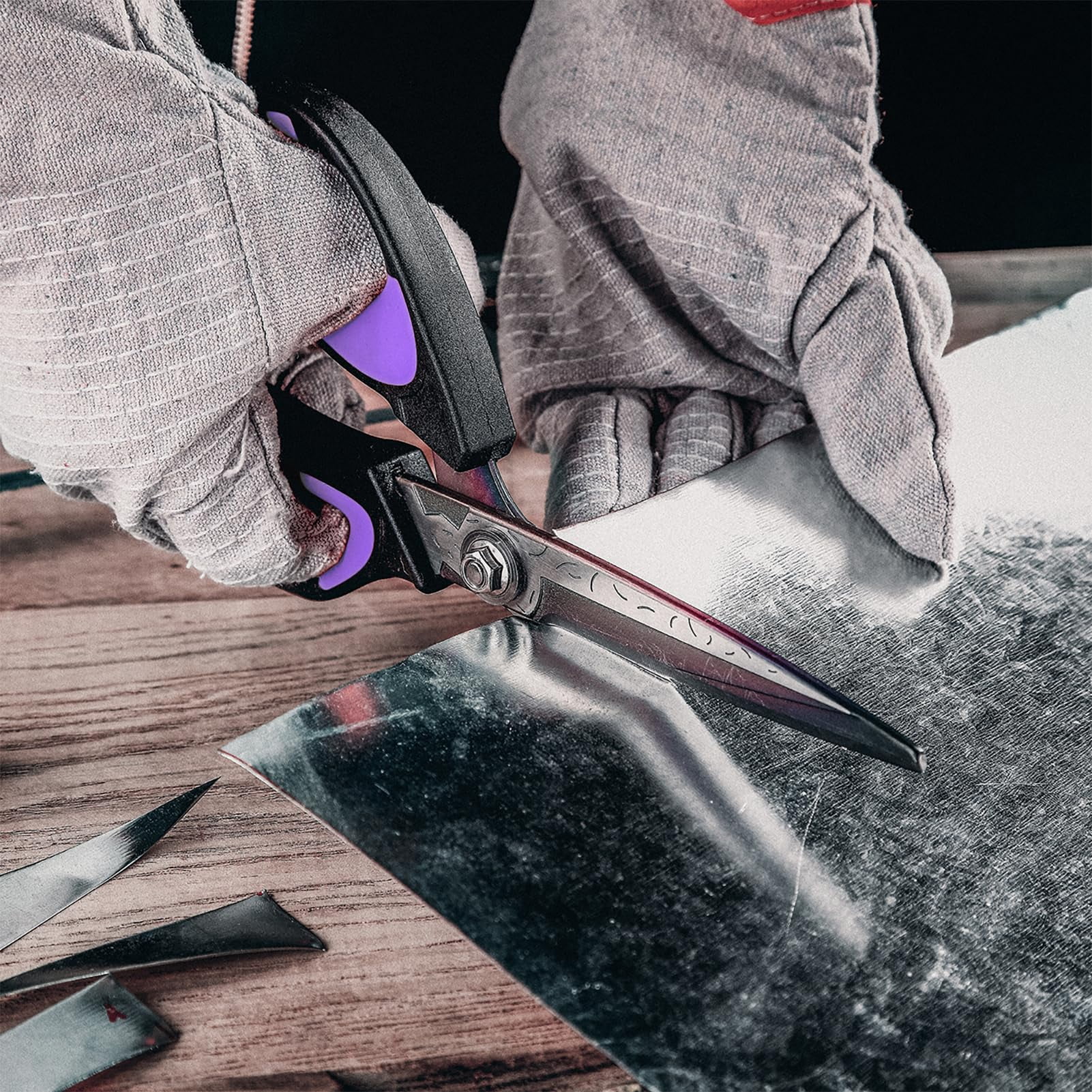 Heavy Duty Industrial Scissors: 10" Utility Stainless Steel All Purpose Titanium Coating Forged Shop Shears For Household Pruning  Gardening Construction Black & Purple