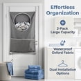 thumbnail image 3 of 2 Pack Hanging Laundry Hamper Bag, Over the Door Dirty Clothes Basket with Zipper & Pocket, Large Capacity Laundry Organizer with Hooks & Adhesive Stickers for Bathroom, Bedroom, Kids Room, 3 of 7