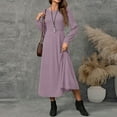 thumbnail image 6 of Womens Crew Neck Long Sleeve Spring Fall Dresses,Women's Fashion Round Neck Long Sleeve Solid Colour Casual Maxi Dress With Ribbed Trim And Fringe Detail Pink, 6 of 9