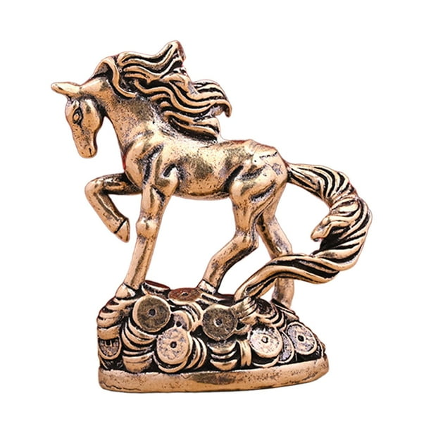 Figura de caballo en miniatura, decoración Feng Shui, adorno de mesa, estatua de latón para escritorio Estilo A