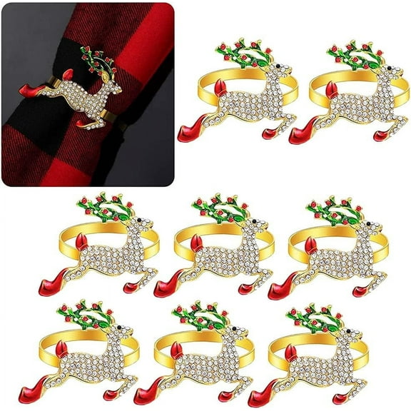 6Pcs Christmas Napkin Rings for Dinning Table Decoration Holiday Party Home