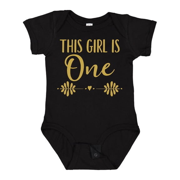 Inktastic 1st Birthday Gold Lettering 1 Year Old Girls Baby Bodysuit
