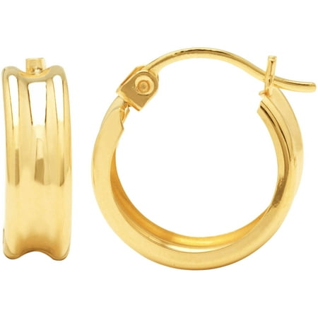 Simply Gold 14kt Yellow Gold Ribbed Hoop Earrings