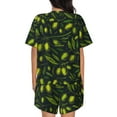 thumbnail image 3 of Bixox Women's Green Branch Olive Printed Pajama Set 2 Piece Lounge Set Top and Shorts Soft Pajamas, Shorts with Pockets, 3 of 7