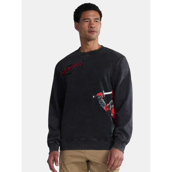 Deadpool Men's and Big Men's Front to Back Graphic Sweatshirt with Long Sleeves, Sizes XS-3XL