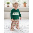 thumbnail image 5 of Toddler Baby Girl Christmas Outfit Santa Claus Embroidery Crewneck Long Sleeve Pullover Sweatshirt and Plaid Pants 2Pcs Fall Winter Clothes Set, 5 of 8