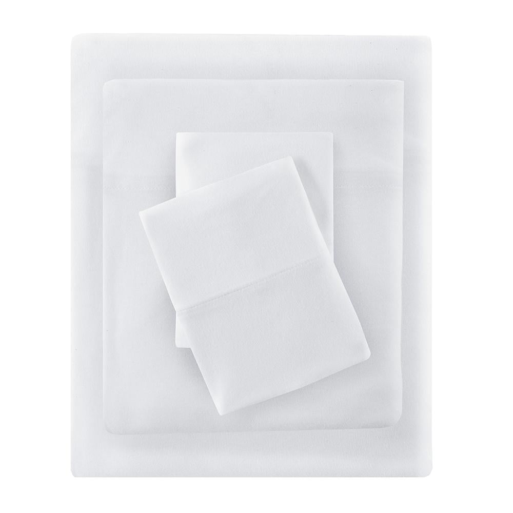 Polyester Jersey Knit Sheet Set White 