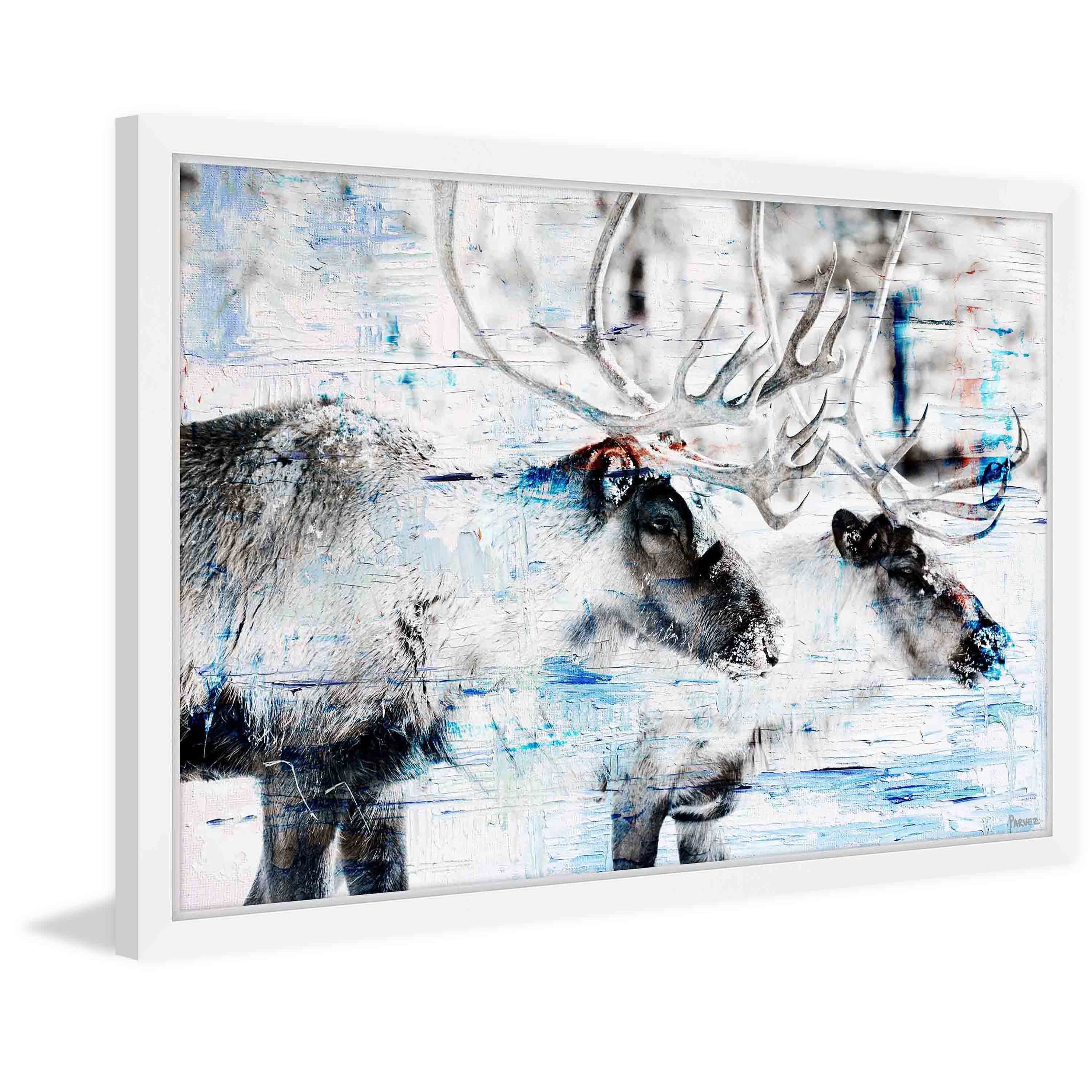Parvez Taj "Conversating Deer" Framed Painting Print
