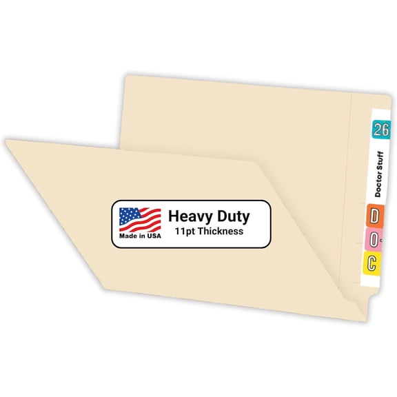 End  File Folders for Medical Records, , 11pt Manila Reinforced  Letter Size Made, Box of 100