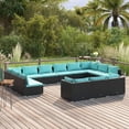 thumbnail image 1 of vidaXL 13 Piece Garden Lounge Set with Cushions Black Poly Rattan, 1 of 4
