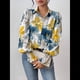 thumbnail image 5 of Camisas de Estilo Bohemio con Cuello en V, Botones y Mangas Largas con Estampado Floral para Mujer, para Otoño. Azul y Amarillo L, 5 of 10