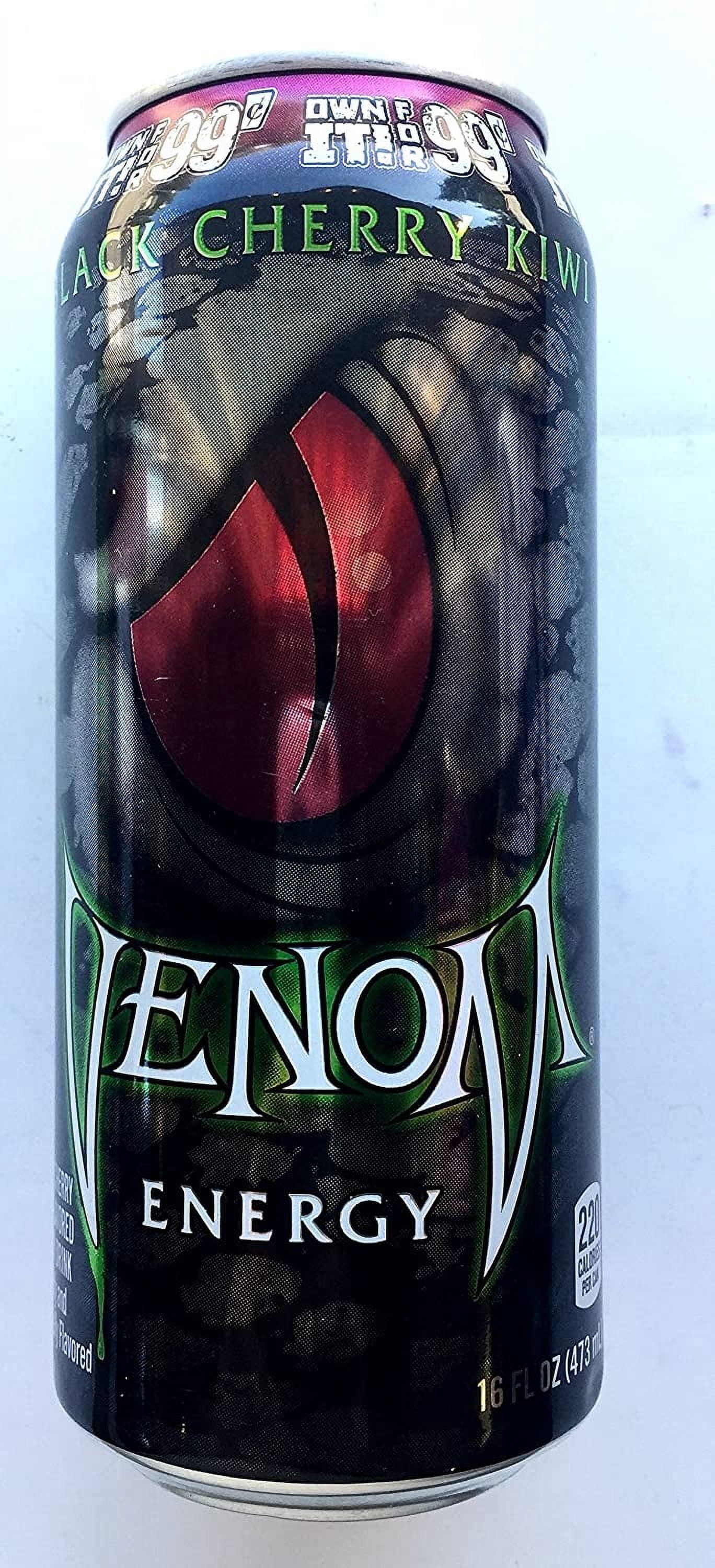 Venom Energy Drink - Black Cherry Kiwi - 16 ounce (Pack of 16) Marked Cans.