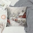 thumbnail image 2 of Shangniulu Throw Pillow Covers Merry Christmas Red White and Green House Snow Tree Decorative Pillow Cases Home Decor Standard Square 18x18 Inches Winter Pillowcases, 2 of 5