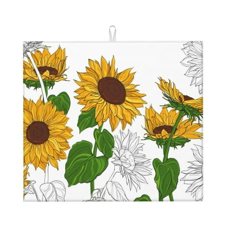 

Goofa Dish Drying Mat Super Absorbent Drying Mat Large Dish Drying Mats for Kitchen Counter Easy Clean Dish Mat Kitchen Drying Mat 16 x 18 ( Plump Sunflower And Sketch )