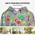 thumbnail image 4 of Fotbe Cute Dinosaur Pattern Womens Long Sleeve Hoodie, Pullover Hooded Sweatshirt, Kangaroo Pocket Hoodie with Eye-catching Drawstrings-Small, 4 of 7