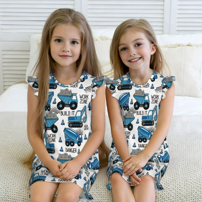 Xecao Blue Excavator Nightgowns for Girls Elegant Princess Pajama Dresses for Sweet Dreams Walmart