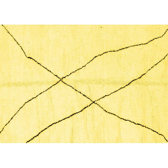 Ahgly Company Indoor Rectangle Solid Yellow Modern Area Rugs, 7' x 9'
