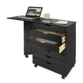 thumbnail image 6 of Jela Solid Wood 7 Drawer Gate Leg Roll Cart Desk in Black, 6 of 9