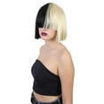thumbnail image 2 of Black and White Split Dye Bob with Bangs, Multiple Color & Style Options | HPO, 2 of 123