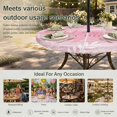 thumbnail image 6 of Round Outdoor Tablecloth with Umbrella Hole and Zipper, Vintage Blush Pink Tablecloth with Elastic Waterproof, Farmhouse Florals Leaf Coastal Home Patio Table Covers for 55" - 60" Picnic Pool Tables, 6 of 9