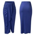 thumbnail image 2 of KONDYS Women's Casual Slit Wrap Asymmetrical Elastic High Waist Maxi Draped Solid Color Skirt Cozy Distinctive Women's Skirt, 2 of 3
