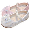 thumbnail image 4 of Huowey Kids Girls Sandals Shoes Fashion Simple Cute Bow Pearl Decoration Versatile Flat Bottom Comfortable Princess Shoes Trendy Footwear, 6.5-7 Years, 4 of 9