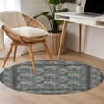 thumbnail image 4 of Blue Boho Round Area Rug 3Ft Washable Small Circle Rugs for Kitchen Entryway, Vintage Ethnic Tribe Abstract Art Floral Non-Slip Carpet Floor Mats Indoor Outdoor Carpet Runner Aesthetic Home Decor, 4 of 8