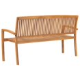 thumbnail image 3 of vidaXL 3-Seater Stacking Garden Bench 159 cm Solid Teak Wood, 3 of 4