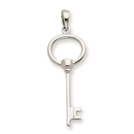 Key Polished Charm Pendant 35mmx11mm 925 Sterling Silver