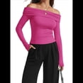 thumbnail image 2 of Blusas Elegantes Informales con Hombros Descubiertos para Mujer, de Corte Entallado, de Larga, para Salir en y Otoño. Rosa Roja S, 2 of 8