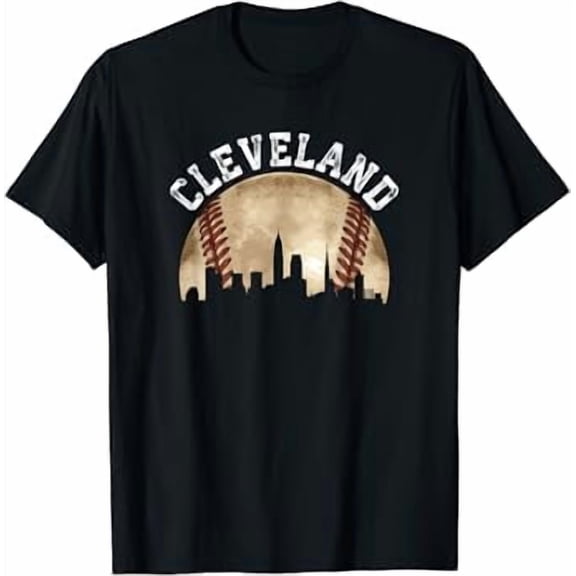 Cleveland Skyline City Vintage Baseball Lover T-Shirt