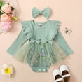 thumbnail image 2 of Gubotare Baby Girls Mesh Tutu Dress Girls Dresses Long Sleeve Crew Neck Casual Fall Dress 0 3 Months (Green,0-3 Months), 2 of 5
