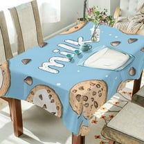 Yayeee Tablecloths 60" x 108" Rectangle Wrinkle Resistant Party Table Cover, Milk and Cookies