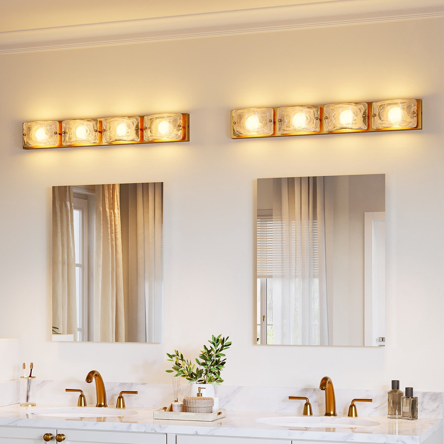 Fnova 29" LED Gold Vanity Lights, Modern 3CCT Dimmable Bathroom Light Fixtures (ETL Listed, Bulbs Included)