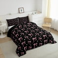 thumbnail image 3 of Feelyou Black Pink Bowknot Queen Comforter Set, Princess Kawaii Bow-tie Bedding Sets, Teens Kids Girls Women Reversible Bedding Comforter Set, Lightweight Room Decor, 3pcs, 3 of 8
