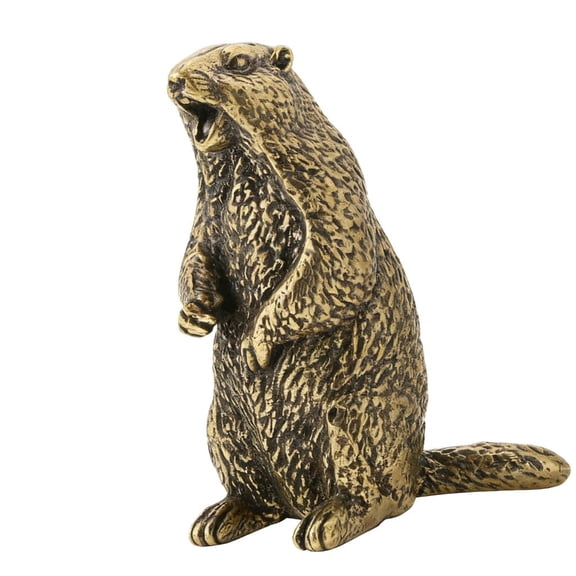Solid Metal Screaming Groundhog Statue With Intricate Carving Standing Animal Decors For Bookshelves Mantels Ornament