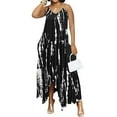 thumbnail image 3 of Women's sling dress， Print Strap Sexy V-Neck Sexy Slim Fit Loose Pockets Irregular Hem Novelty Tie-Dye Maxi Dress For Women, 3 of 8