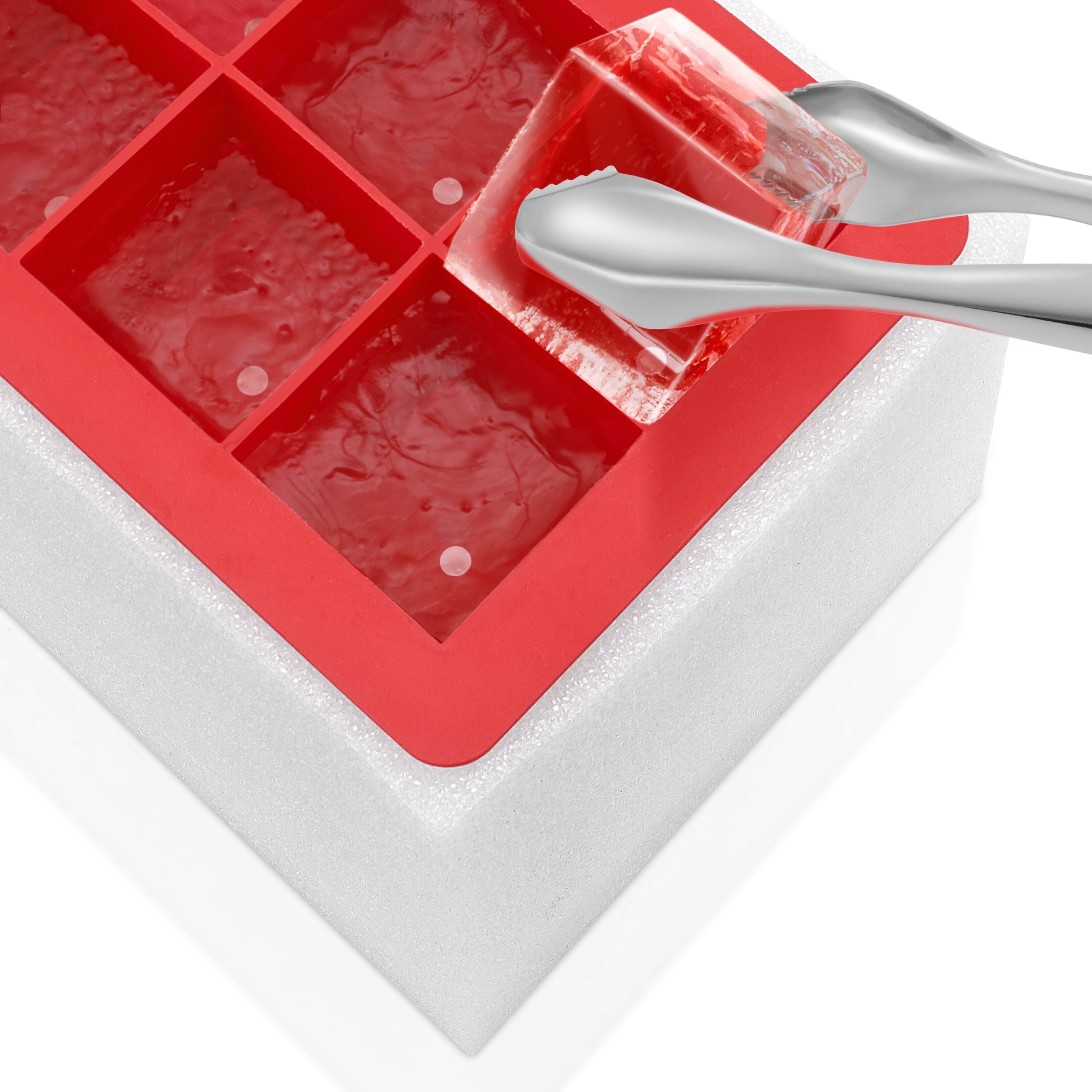 Crystal Clear 10 Large 2-Inch Craft Silicone Ice Cube Maker for Whiskey & Cocktails with Free Tongs