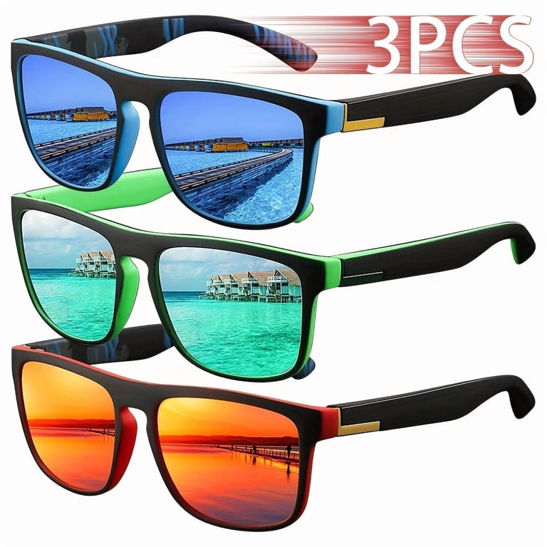 Set of 3 Stylish Retro Unisex Square Glasses for Men And Women