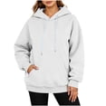 thumbnail image 2 of Sevevn Women's Oversized Hoodie Sweatshirt Casual Long Sleeve Pullover Hooded Sweatshirt with Kangaroo Pocket Drawstring Loose Fit Fleece Hoodie for Daily Wear White XL, 2 of 6