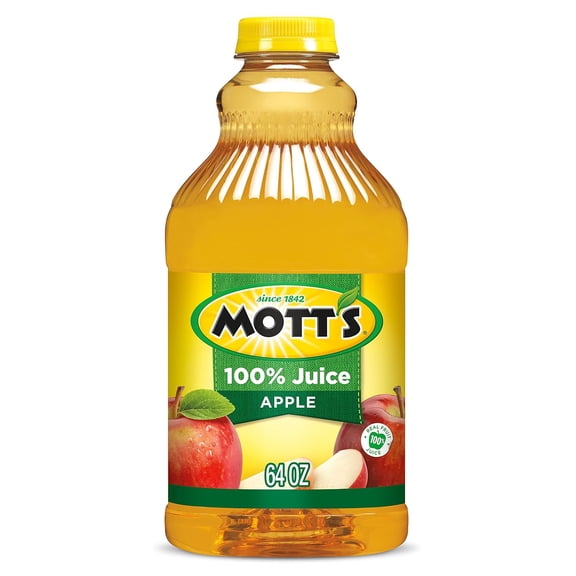 (4 pack) Mott's 100% Juice Original Apple Juice, 64 oz bottle