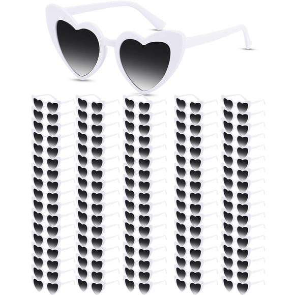 Anteojos de Sol en Forma de Corazón Hoteam para Bodas, 100 Pares, Blanco/Gris