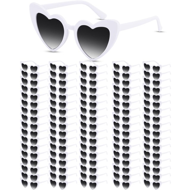 Anteojos de Sol en Forma de Corazón Hoteam para Bodas, 100 Pares, Blanco/Gris